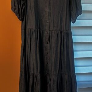 Elegant Black Button-Down Dress